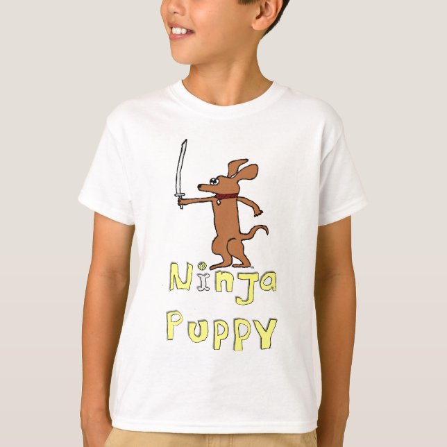 Ninja Puppy to Rescue Fun Art T-Shirt (Vorderseite)