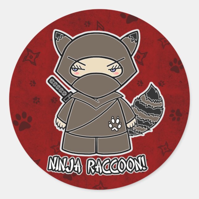 Ninja Raccoon! Rote Aufkleber (Vorderseite)