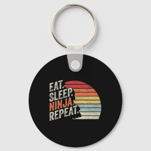 Ninja Retro Vintag Eat Sleep Ninja Karate Wiederho Schlüsselanhänger