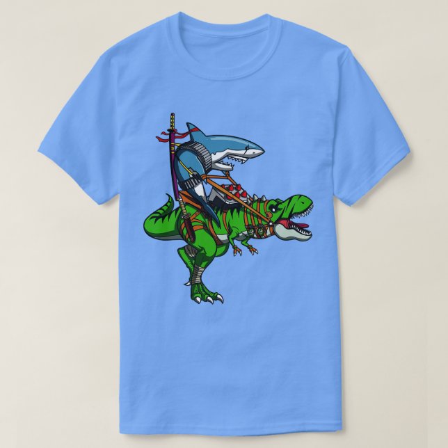 Ninja Riding TRex Dinosaur T-Shirt (Design vorne)