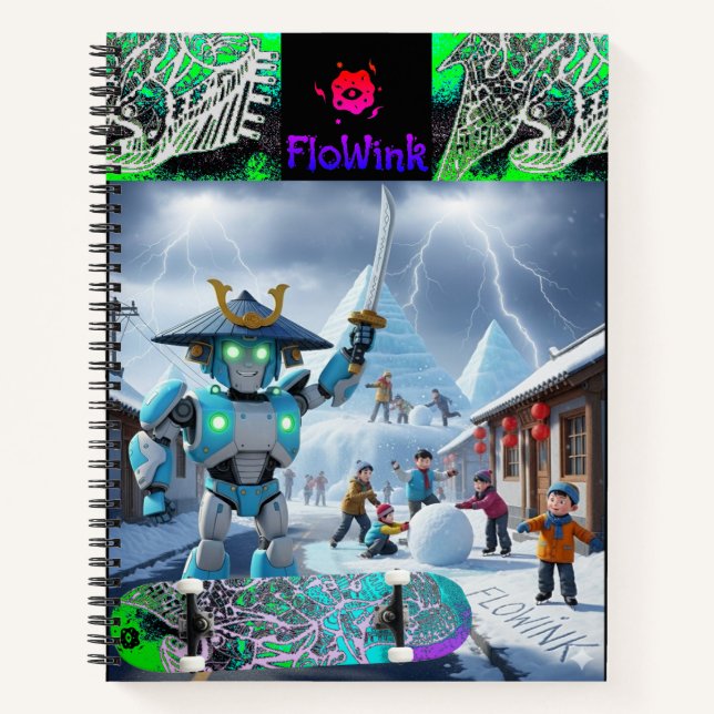 Ninja-Roboter-Spiralnotizbuch Notizbuch (Vorderseite)