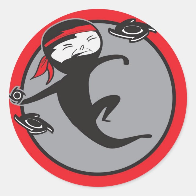 Ninja rote Gurt-Aufkleber Runder Aufkleber (Vorderseite)