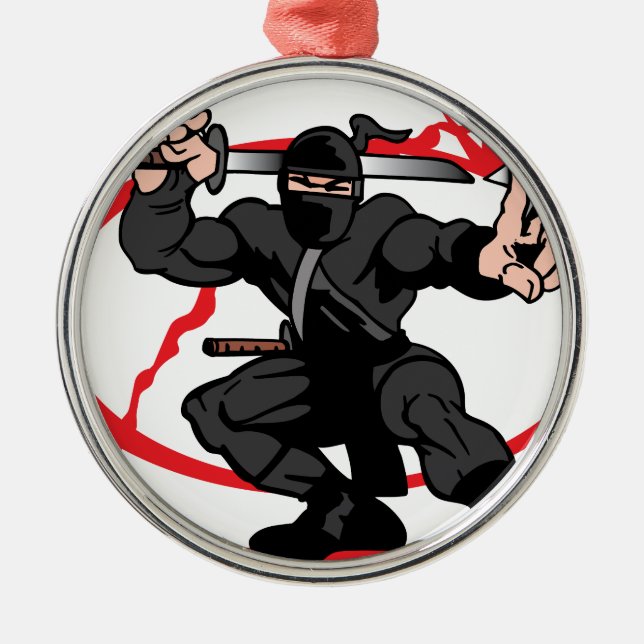 Ninja Silbernes Ornament (Vorne)