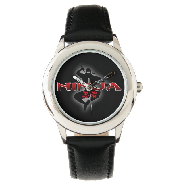 Ninja Silhouette Armbanduhr (Vorderseite)