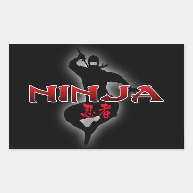 Ninja Silhouette Rechteckiger Aufkleber (Vorderseite)