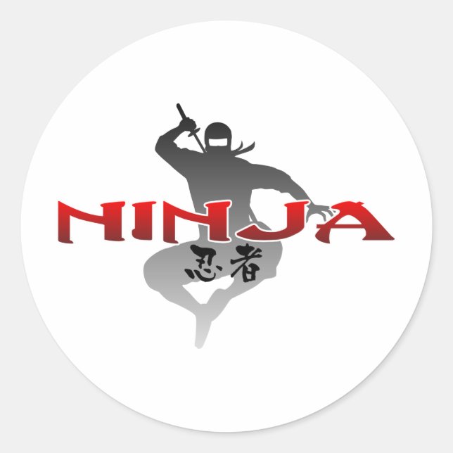 Ninja Silhouette Runder Aufkleber (Vorderseite)