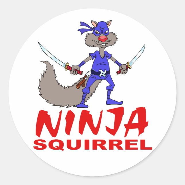 Ninja Squirrel Runder Aufkleber (Vorderseite)