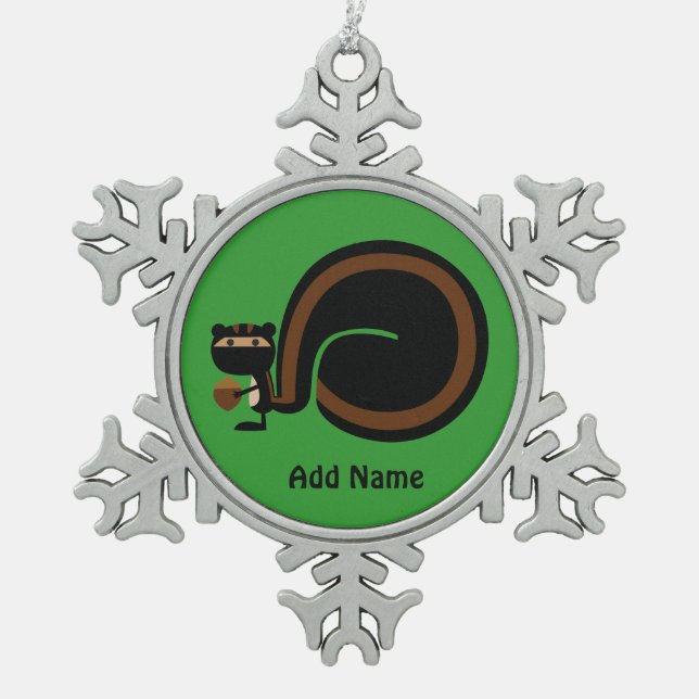 Ninja Squirrel Schneeflocken Zinn-Ornament (Vorderseite)