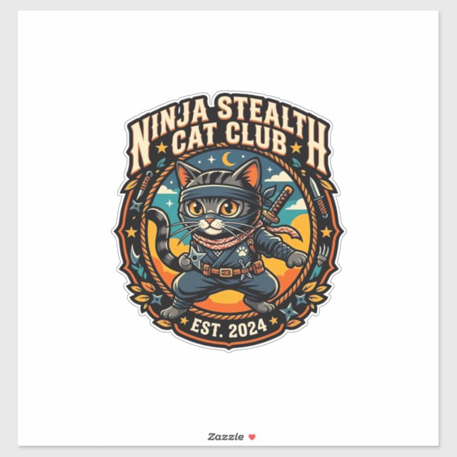 Ninja-Stealth-Katze Katzen-Mama-Geschenkidee - Nin Aufkleber (Blatt)