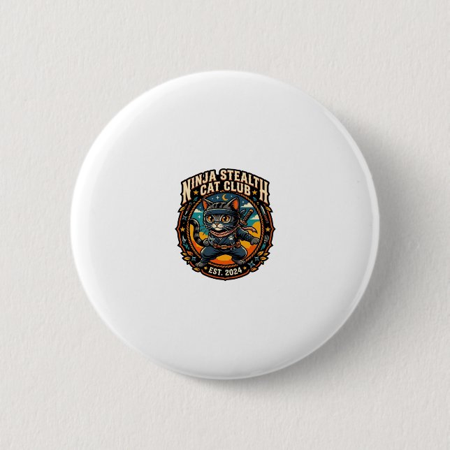 Ninja-Stealth-Katze Katzen-Mama-Geschenkidee - Nin Button (Vorderseite)