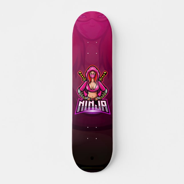 Ninja Sword Girl Echo Lila Skateboard (Vorne)