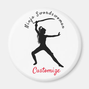Ninja Swordswoman Silhouette Thunder_Cove Magnet