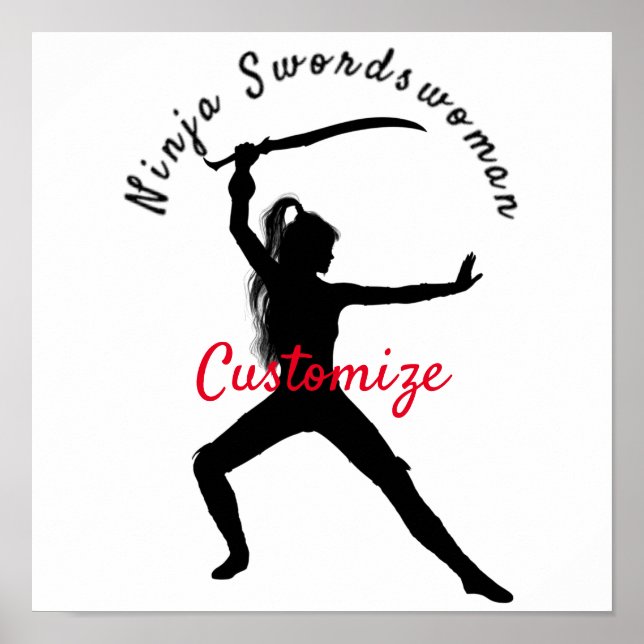 Ninja Swordswoman Silhouette Thunder_Cove Poster (Vorne)