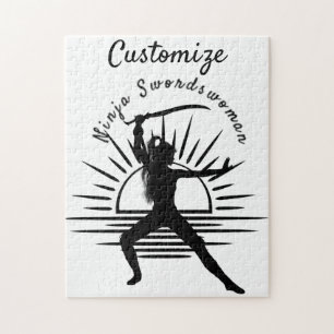 Ninja Swordswoman Silhouette Thunder_Cove Puzzle