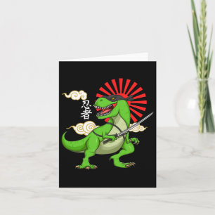 Ninja T-rex Funny Japanese Style Art Sticker Karte