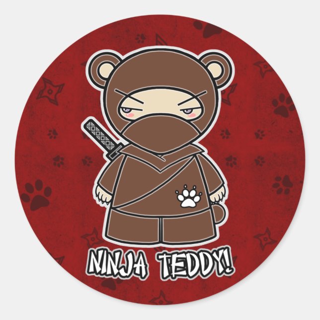 Ninja Teddy! Rote Aufkleber (Vorderseite)