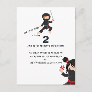 Ninja Thema Geburtstagsparty Postkarte