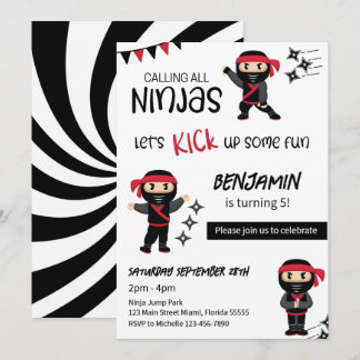 Ninja-Themen-Geburtstag Kampfsport Krieger Einladung