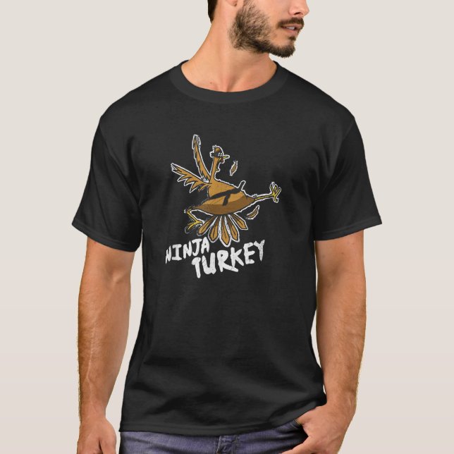 Ninja Turkey Funny Bird Erntedank T Shirt (Vorderseite)