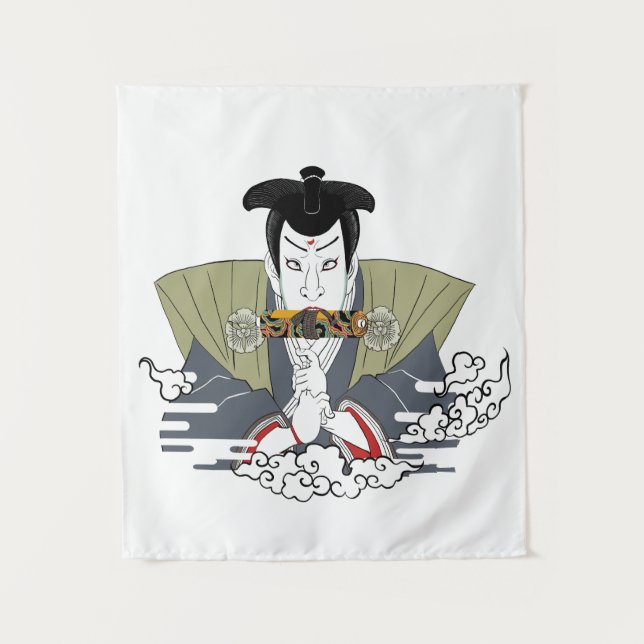 Ninja Ukiyo-e Art Wandteppich (Vorderseite)