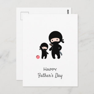 Ninja Vater und Kind Postkarte