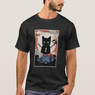 Ninja Vintag Japanisch Sunset Style Cat Kitten T-Shirt