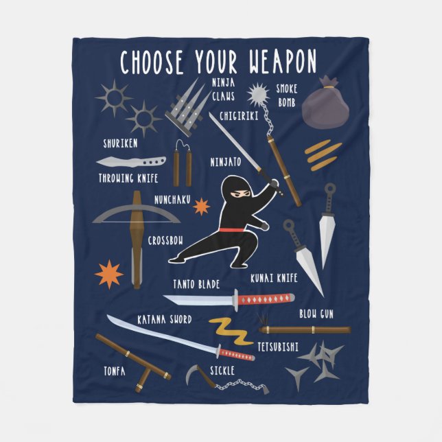 Ninja-Waffen Fleecedecke (Vorderseite)