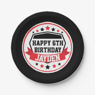 Ninja Warrior Birthday Black and Red Party Pappteller