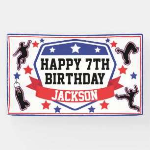 Ninja Warrior Boys Birthday Party Blue & Red Banner