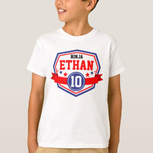 Ninja Warrior Boys Geburtstag Party Name & Alter T-Shirt