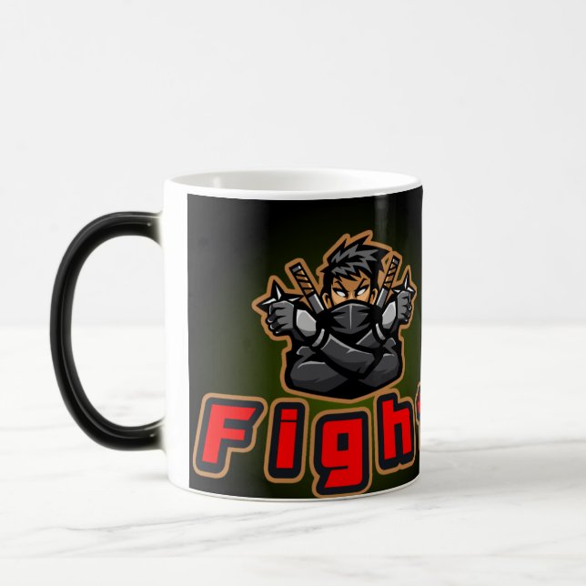 Ninja Warrior Fight Maskottchen Gaming Logo Verwandlungstasse (Links)