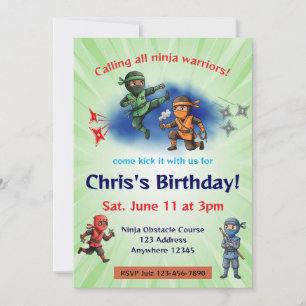 Ninja Warrior Geburtstag Einladung