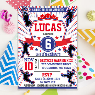 Ninja Warrior Geburtstagsparty Behindertenkurs Einladung