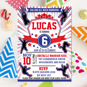 Ninja Warrior Geburtstagsparty Obstacle Course Inv Einladung