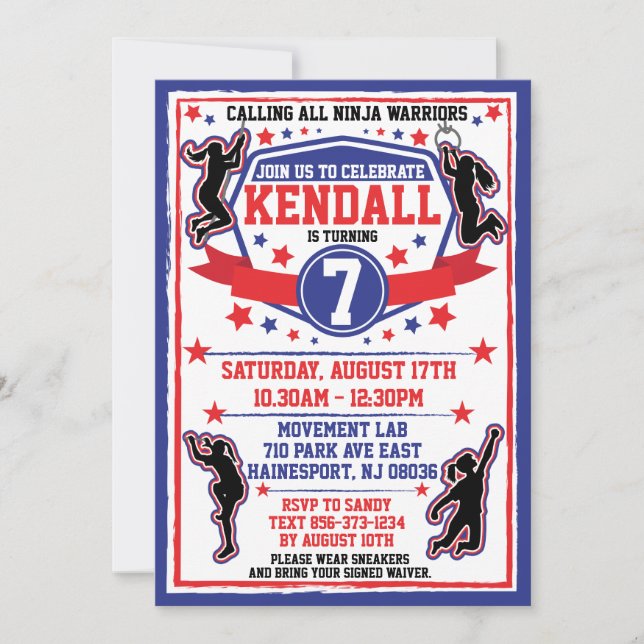 Ninja Warrior Girls Birthday Party Einladung (Vorderseite)