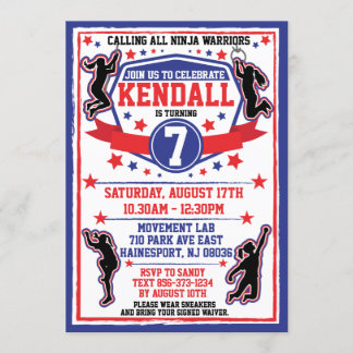 Ninja Warrior Girls Birthday Party Einladung
