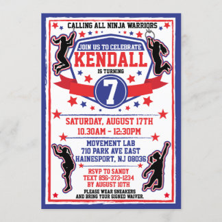 Ninja Warrior Girls Birthday Party Einladung