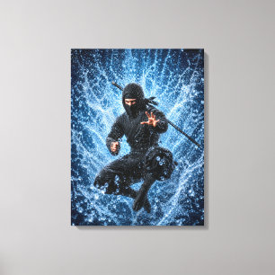 Ninja Warrior im Wasser japanische Wandkunst Leinwanddruck
