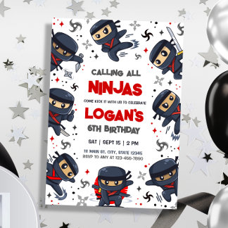 Ninja Warrior Karate Birthday Einladung