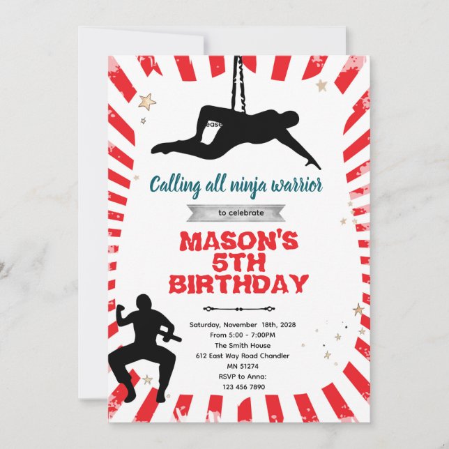 Ninja warrior party Invitation Einladung (Vorderseite)