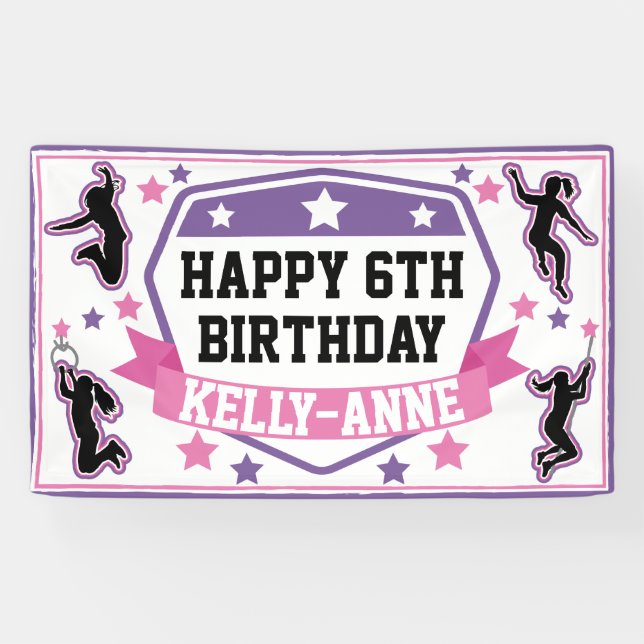 Ninja Warriors Birthday Party Pink Lila Banner (Horizontal)