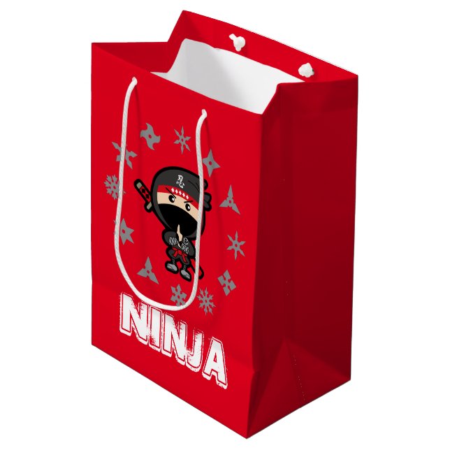 Ninja Weihnachten Mittlere Geschenktüte (Vorderseite Schrägansicht)