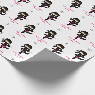 Ninja Wrapping Paper Girl Pink Black Personalisier Geschenkpapier