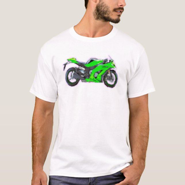Ninja ZX 10R handgemalte Kunst-Bürsten-Schablone T-Shirt (Vorderseite)