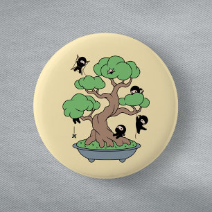 Ninjas in Bonsai Tree on Yellow Button