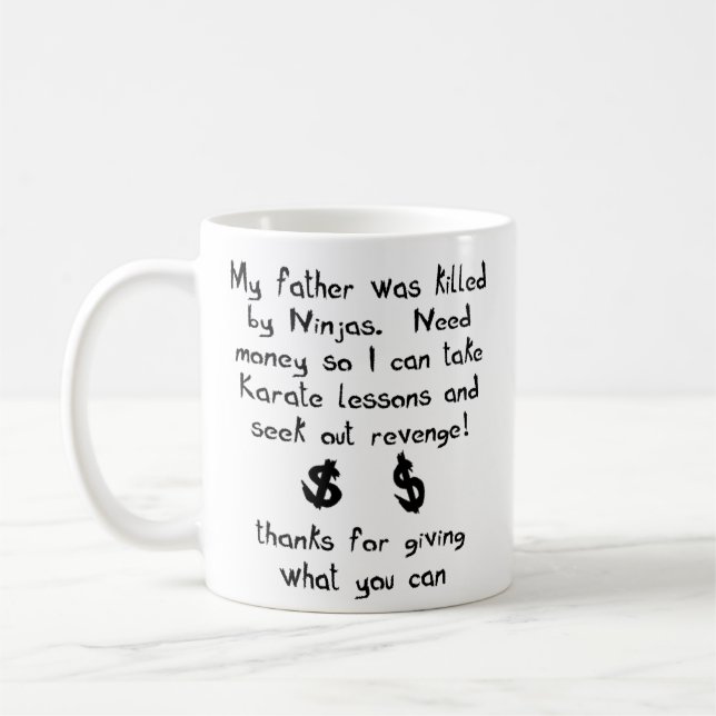 Ninjas tötete meinen Vater Funny Mug Spaß Tasse (Links)