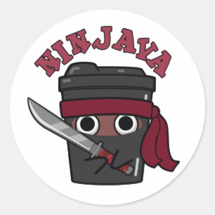 Ninjava Funny Ninja Java Kaffee Pub Runder Aufkleber