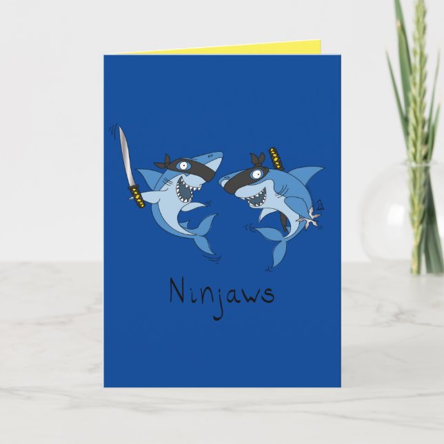 Ninjaws Ninja Sharks Funny Greeting Card Karte (Vorderseite)