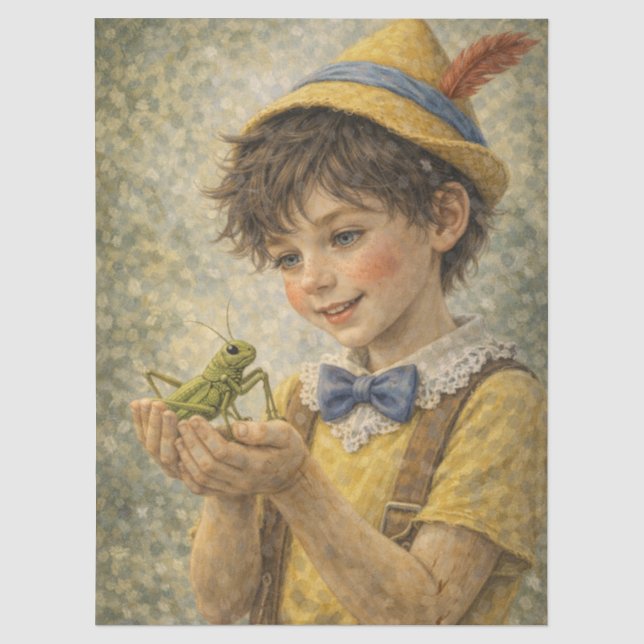 niño con saltamontes seidenpapier (Vorderseite)