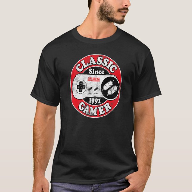 Nintendo Snes Controller Classic Gamer 91 T-Shirt (Vorderseite)